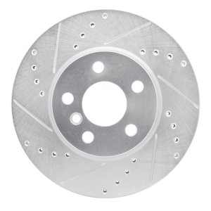Mini Cooper Brake Rotor (1) - Front Right - R1 Concepts - Drilled & Slotted - Silver - `14-`21